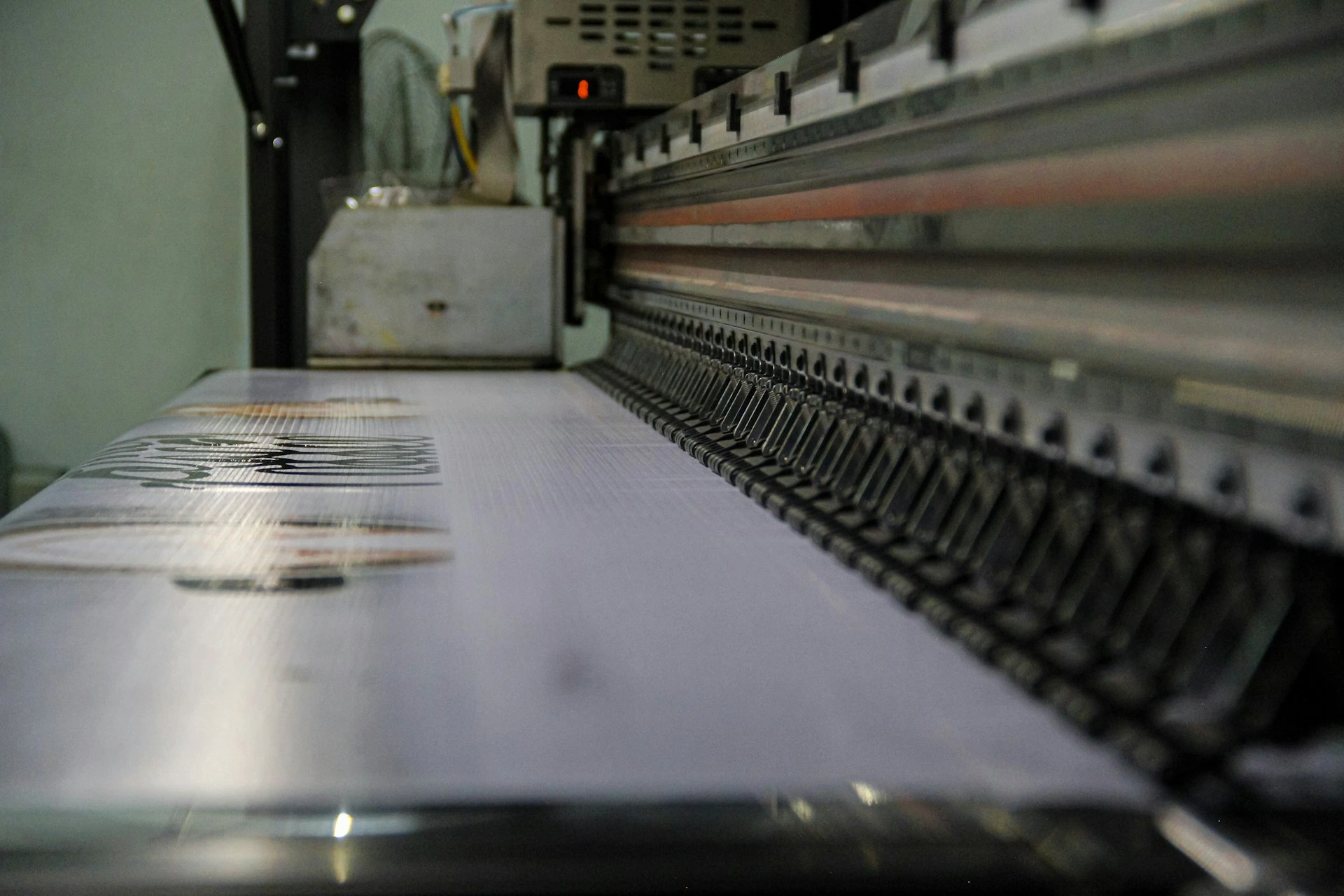a close up of a conveyor belt in a factory